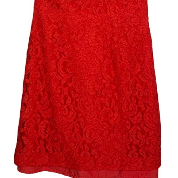 J. Crew Alexa One Shoulder Style Texture Laced Mini Dress Back Slit 12 Poppy Red - Picture 4 of 16